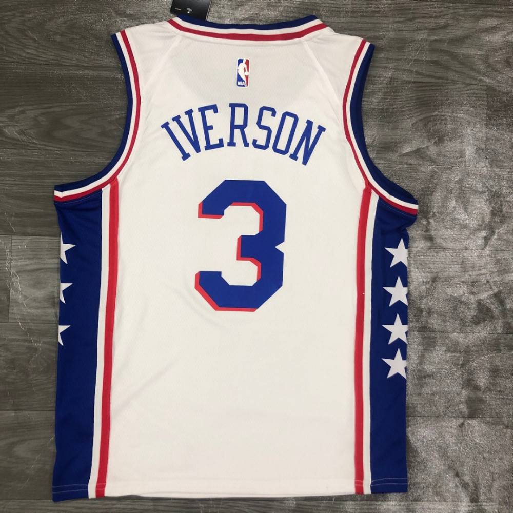 Men's Philadelphia 76ers Allen Iverson #3 White Swingman Jersey - Association Edition-Pro Kit Vault | Brand New 26/27 Sports Jerseys
